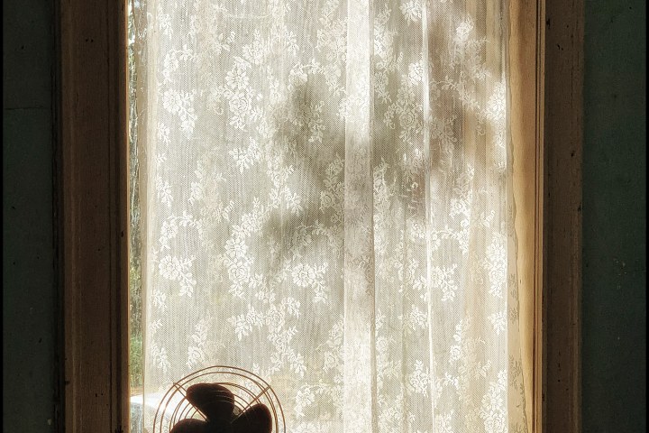 a close up of a glass door
