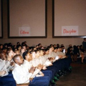 a group of people in a room