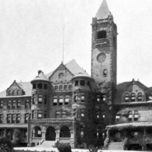 a vintage photo of an old church